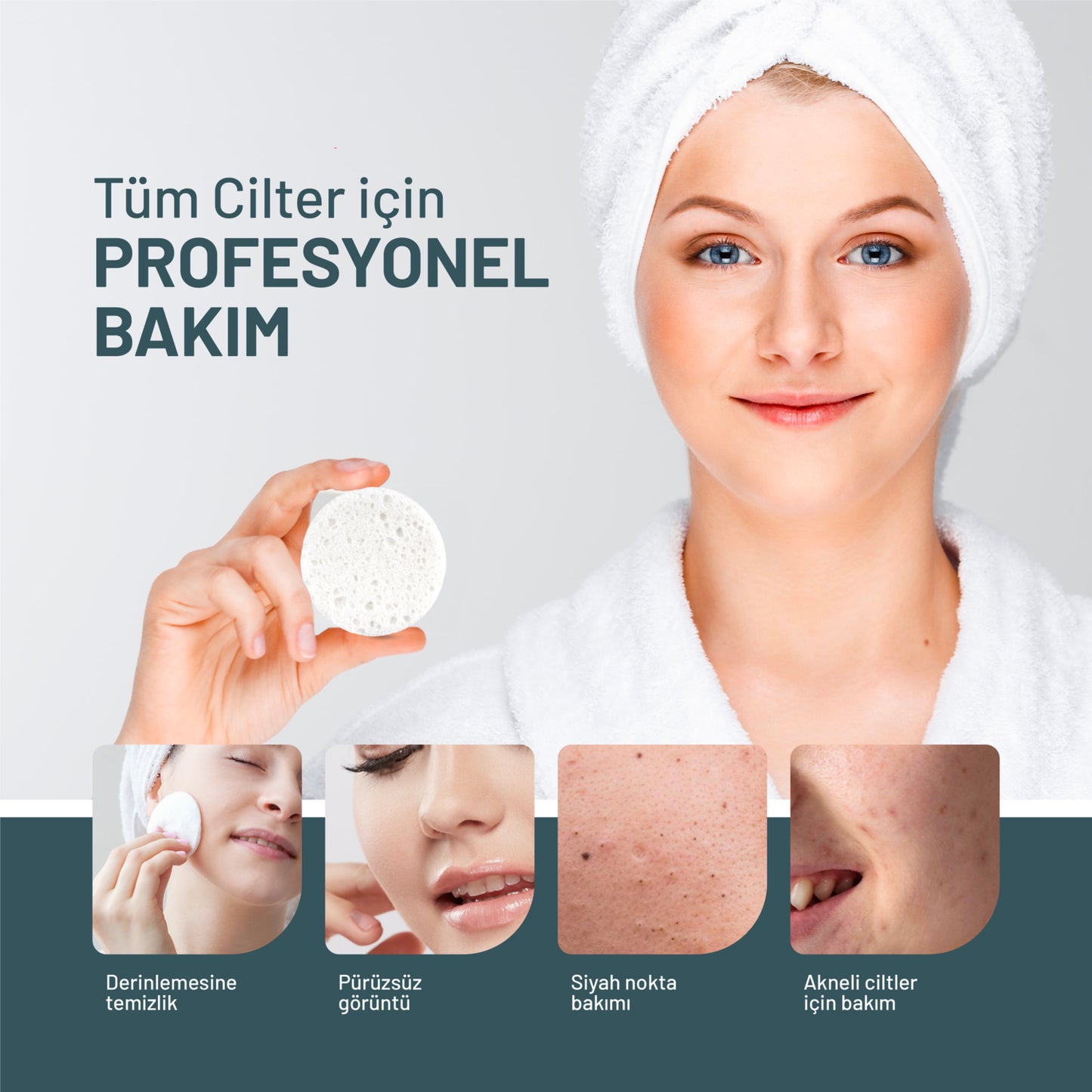 Sıkıştırılmış Yüz Temizleme Süngeri, Doğal Selüloz, Kozmetik Spa Süngeri, 50 Adet, Velauty