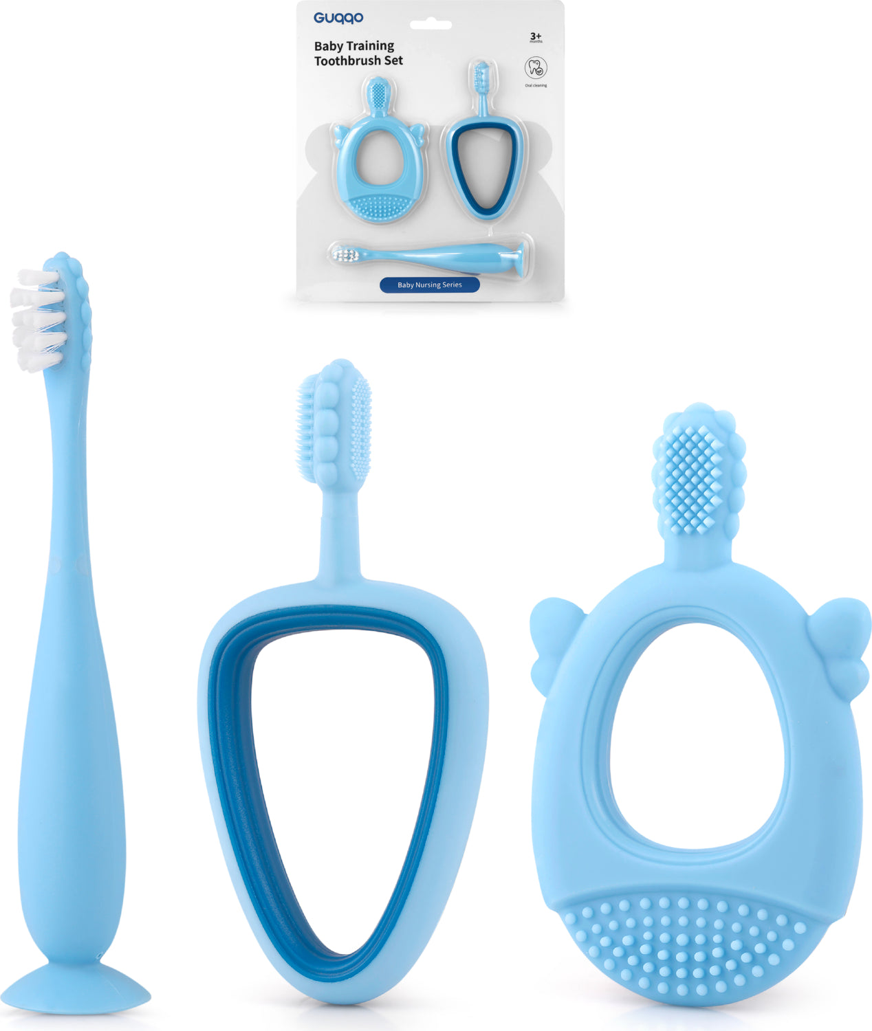Bebek Diş Bakım Seti, 3 Lü Set, Diş Fırçası, Diş Kaşıyıcı, Damak Kaşıyıcı, Guqqo