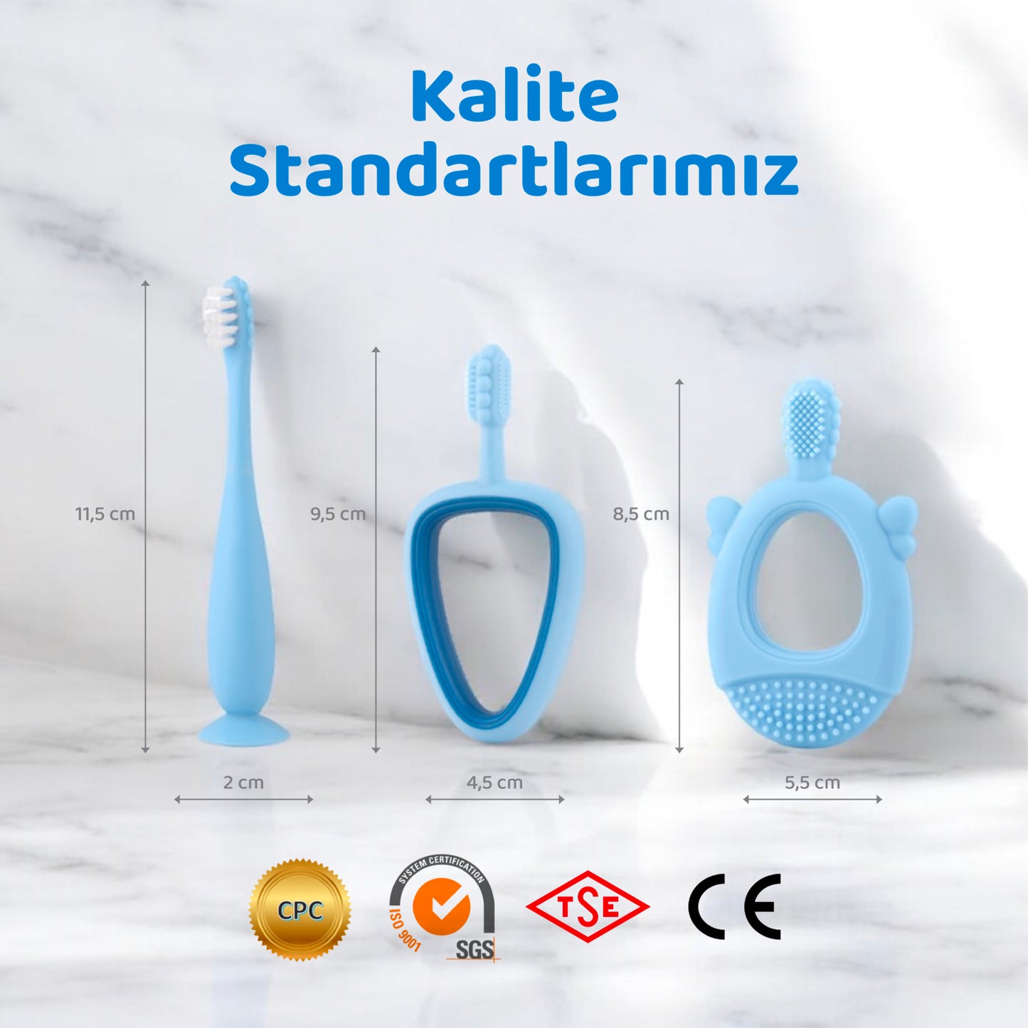Bebek Diş Bakım Seti, 3 Lü Set, Diş Fırçası, Diş Kaşıyıcı, Damak Kaşıyıcı, Guqqo
