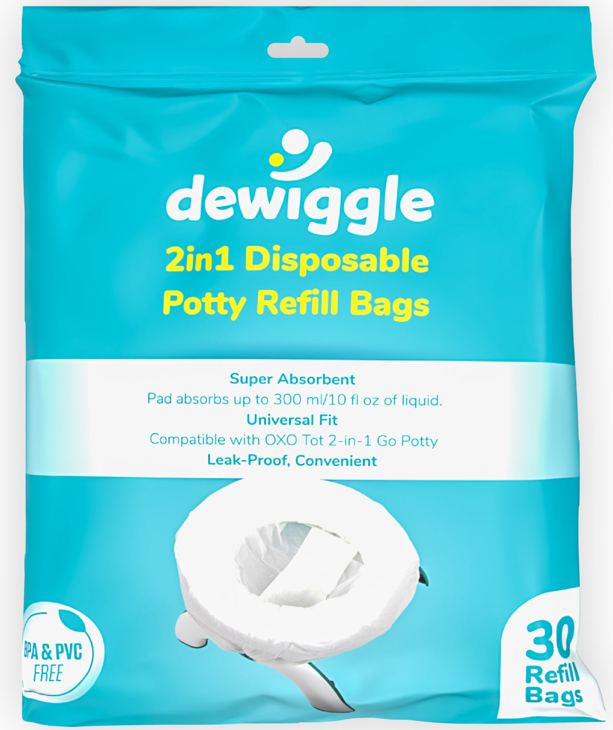 Lazımlık Poşeti, 300 ml Su Emici Pedli Hijyen Poşetleri, Seyahat, Dewiggle