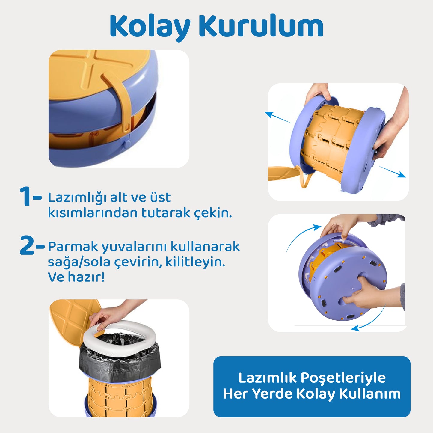 80 Kg Taşıma Kapasiteli Katlanabilir Portatif Bebek Lazımlığı