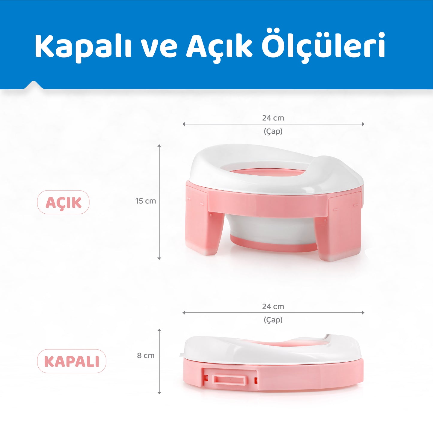 Lazımlık, Portatif Katlanabilir Taşınabilir Çocuk Tuvaleti, Klozet Adaptörü, Seyahat, v2 Yenilenen Tasarım, Mavi, Guqqo