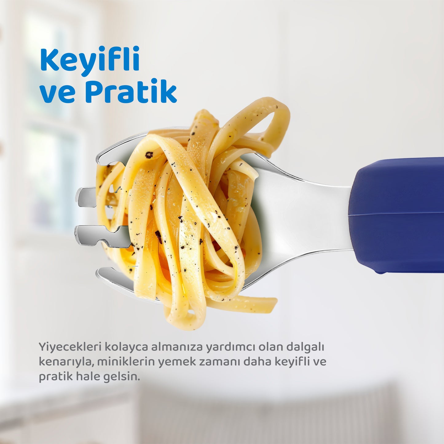 Bebek Çatal Kaşık Seti, 304 Paslanmaz Çelik, Silikon Saplı, Guqqo