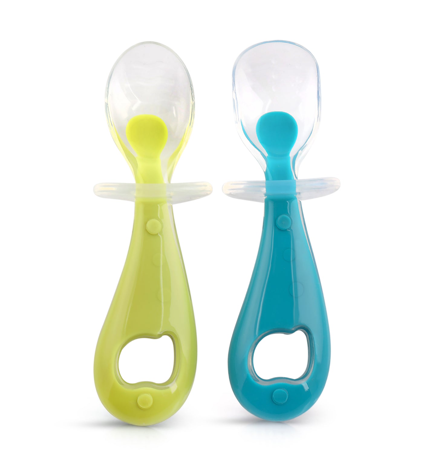 Silikon Bebek Mama Kaşık Seti, Diş Kaşıyıcı, 2 Li Set, Guqqo