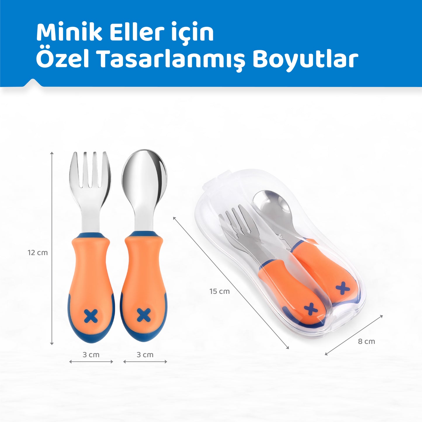 Bebek Çatal Kaşık Seti, 304 Paslanmaz Çelik, Guqqo