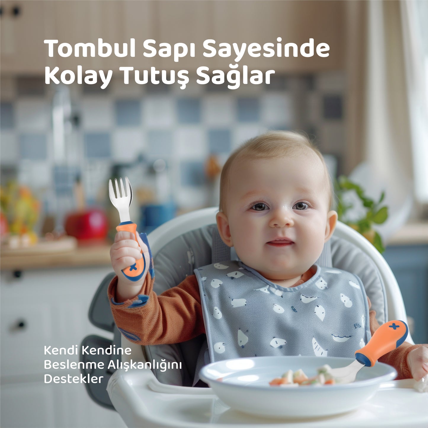 Bebek Çatal Kaşık Seti, 304 Paslanmaz Çelik, Guqqo