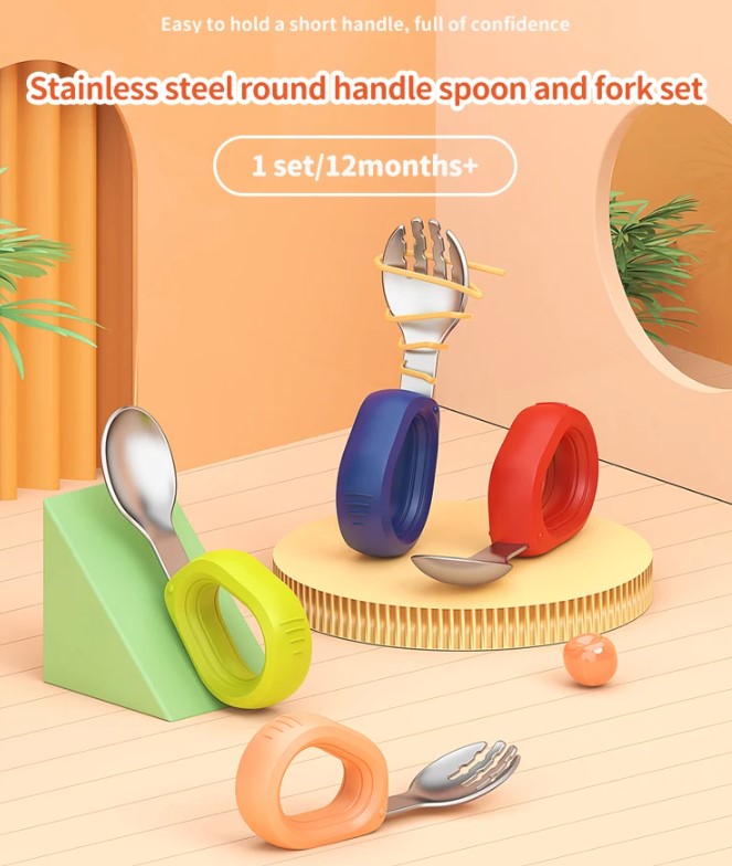 Guqqo Easy to Grasp Baby Spoon and Fork Set