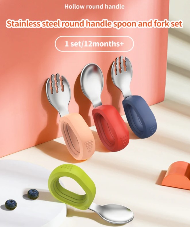 Guqqo Easy to Grasp Baby Spoon and Fork Set