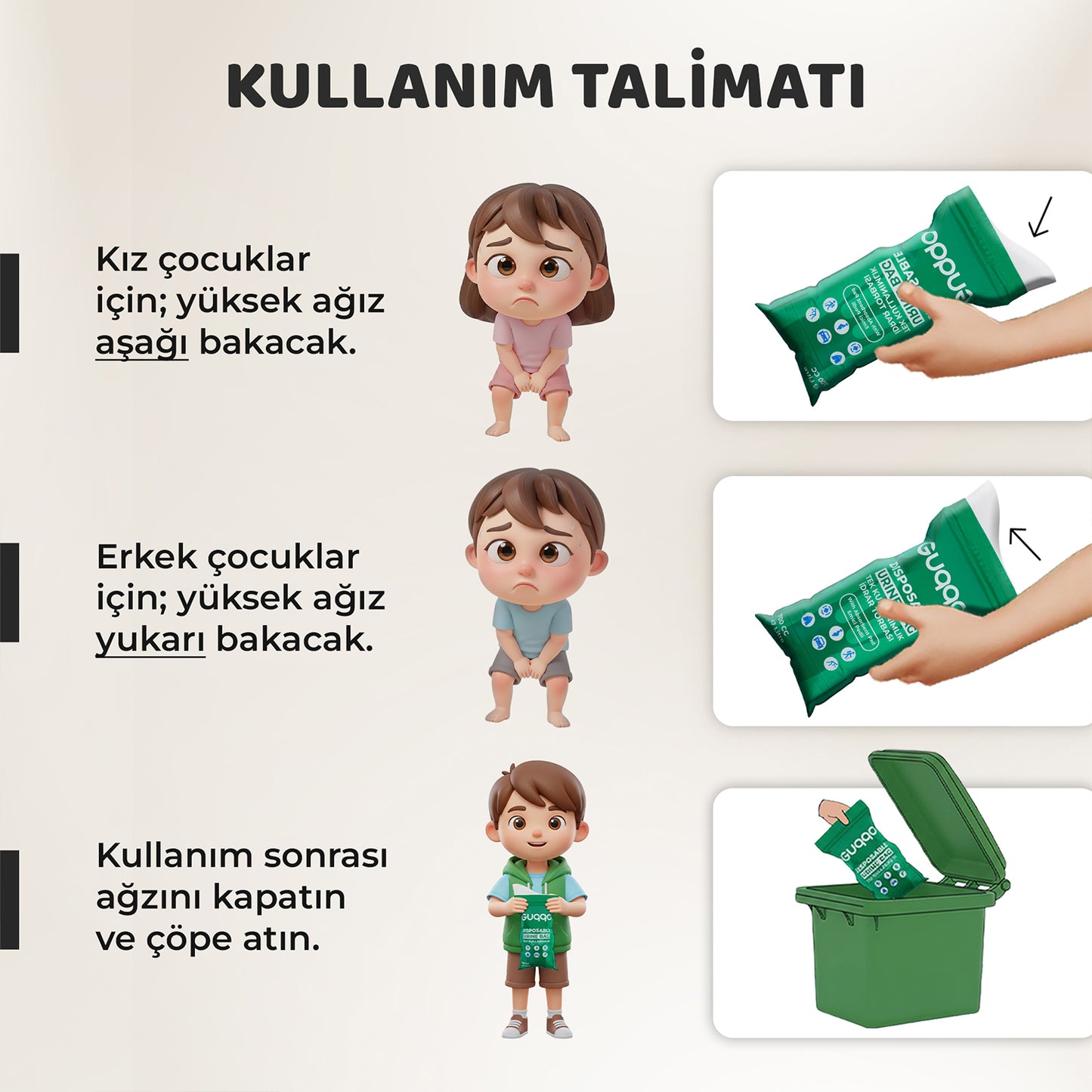 Çocuk Lazımlık Pisuar idrar Torbası - 5 Adet
